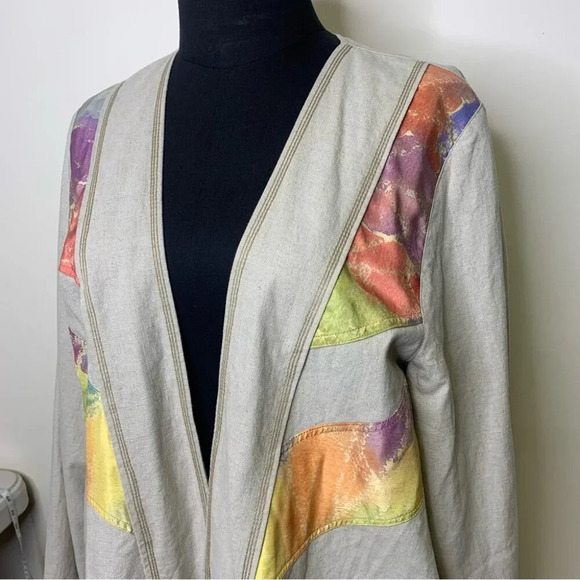 Blackford Design Lagenlook Cotton Linen Blend Open Front Cardigan One Size - Picture 10 of 11